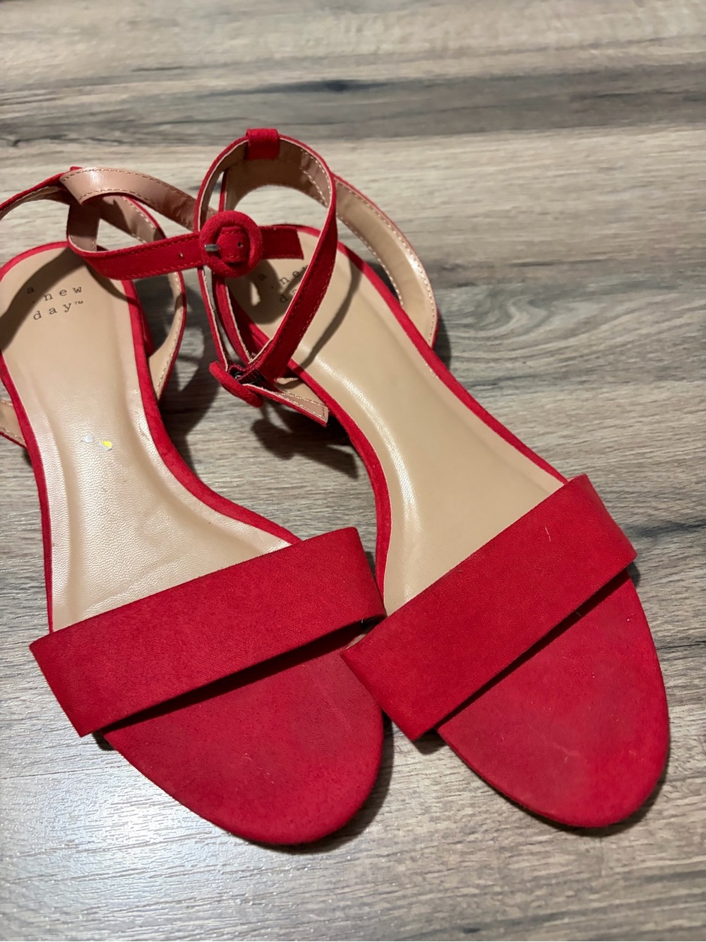 a new day Red Open-Toe Ankle-Strap Sandals- size 7.5